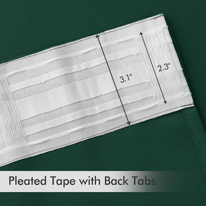 MIULEE Christmas Hunter Green Back Tab Blackout Curtains 52"x90" 2 Panels | Rod - Image 4