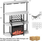 PUKAMI Bar Cabinet with Fireplace, Home Mini Bar Cabinet with Power Outlet and - Image 2