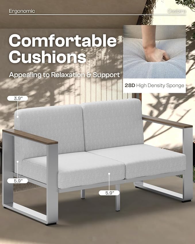 Aluminum Outdoor Furniture Set, 4 Seats Outdoor Patio Conversation Sets - Image 2