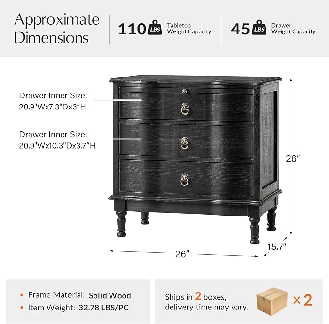 HULALA HOME Solid Wood End Table Set of 2 - Image 2