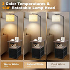 PESRAE Floor Lamp with Table & 2 Drawers, End Table with 3 Color Temperature - Image 4