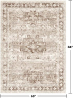 Washable Neutral Farmhouse Living Room Rug, 5x7 Area Rugs - Image 2