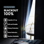 SimpleHome Navy Blue 100% Blackout Curtains Room Darkening Living Room 90 | - Image 3