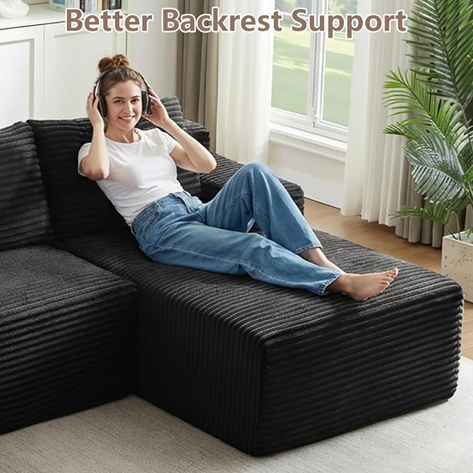 96" Cloud Sectional Couch with L-Shape Chaise, Modular Comfy Sofa Chaise Longue - Image 4