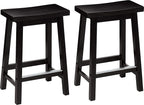 Amazon Basics Solid Wood Saddle-Seat Counter Height Bar Stools by AmazonBasics