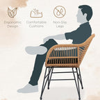3 Piece Outdoor Wicker Furniture Bistro Set, Rattan Chairs Conversation Sets - Image 4