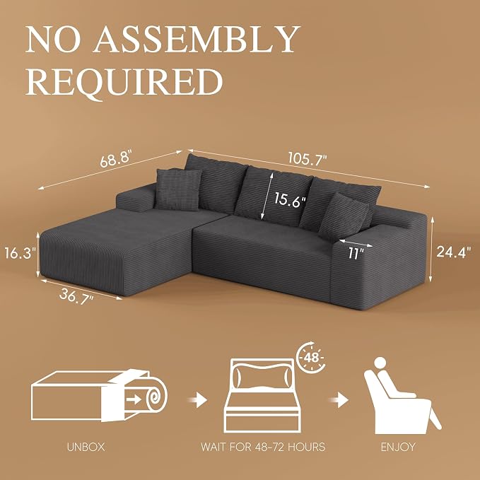 105" Convertible Sectional Couch - Image 2