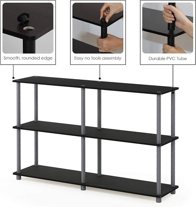 Furinno TURN-N-TUBE Storage Shelves, 3-Tier 47.4 Wide Book Shelf, Corner Shelf - Image 5
