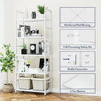 NUMENN 5 Tier Bookshelf, Tall Bookcase Shelf Storage Organizer, Modern Book - Image 5