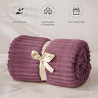 BEDELITE 3D Ribbed Jacquard Plum Fleece Twin Blanket - Image 4