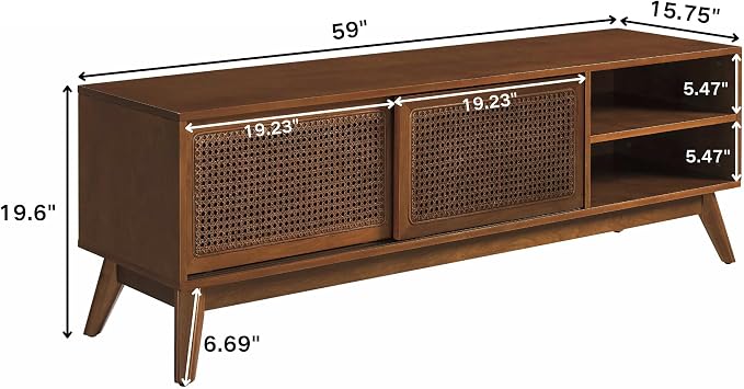 LKTART Mid Century Modern Rattan TV Stand - Image 2