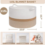 INDRESSME 115L Extra Large Cotton Rope Basket, Woven Baby laundry Blanket Basket - Image 2