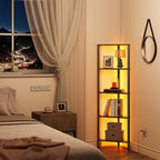 TUTOTAK Corner Shelf with LED Light, 5-Tier Corner Bookshelf - Image 3