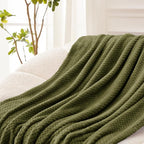 Exclusivo Mezcla Soft Waffle Fleece Bed Blanket Twin Size, Olive | Lightweight - Image 5