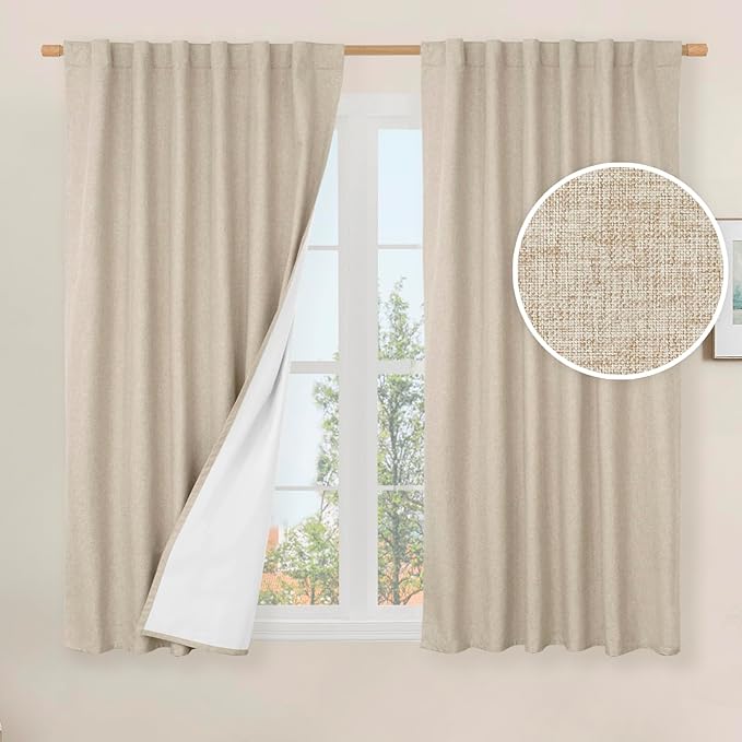 100% Blackout Linen Window Curtains by LAMIT