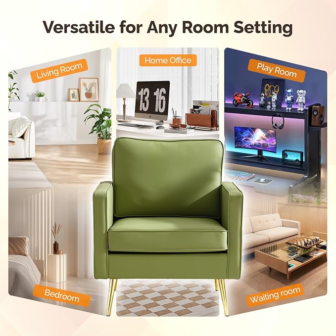VINGLI Modern PU Leather Accent Chair, Single Sofa Chair - Image 8