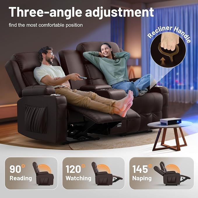 Recliner Sofa Set, Home Theater Seating Wall Hugger Recliners - Image 4