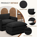 ROWHY Single Armchair with Ottoman, Modern Corduroy Cloud Couch with - Image 3