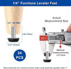 WAFJAMF 24 PCS 1/4‘’ UNC Thread Adjustable Furniture Levelers Screw in Threaded - Image 2