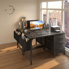 Lufeiya Computer Desk with File Drawers Cabinet, 47 Inch Reversible Home Office - Image 4