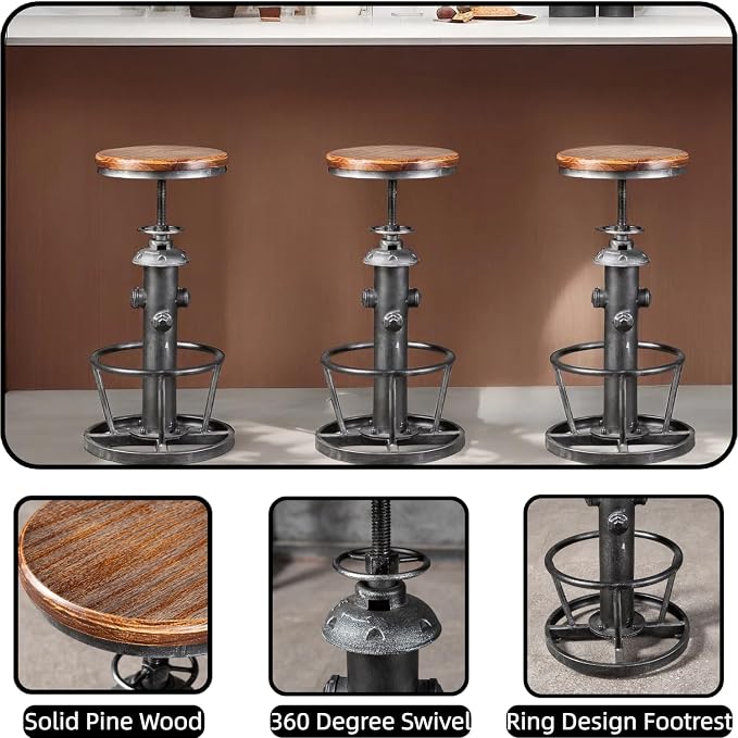 Industrial Modern 3-Piece Bar Table Set - Image 4