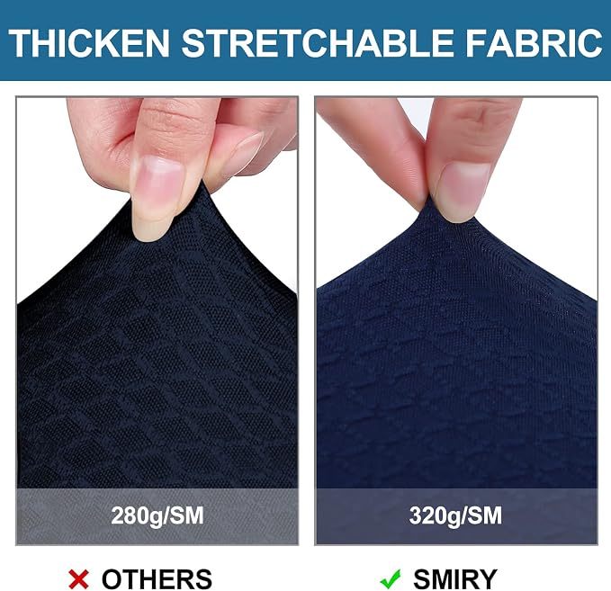 Smiry Waterproof Seat Covers for Dining Room Chairs Set of 4, Stretch Jacquard - Image 4
