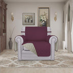 Easy-Going Reversible Couch Cover, Small Chair, Wine/Beige | Machine Washable - Image 2