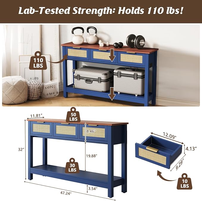 Luoxiao 47" Blue Entryway Table - Image 2
