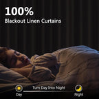 Extra Long 100% Blackout Linen Curtains - Image 2