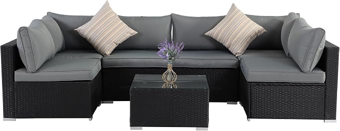 7 Pieces Black Patio Furniture Set - Image 8