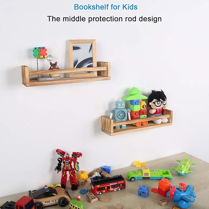 JORIKCHUO Nursery Book Shelves, Kitchen Spice Rack, or Rustic Wall Mounted - Image 2