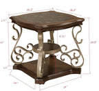 26.2'' 2-Tier Square End Table Marble Paper Top Coffee Table - Image 2