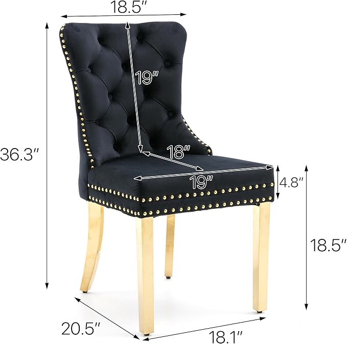 KCC Velvet Dining Chairs Set of 4, Upholstered High-end Tufted Dining Chair - Image 3
