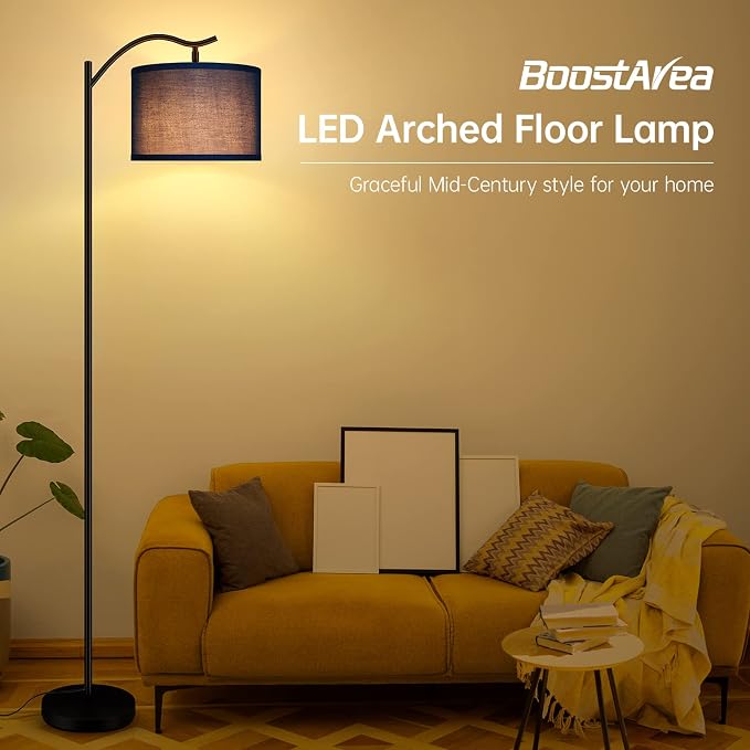 BoostArea Floor Lamp for Living Room, LED Arched Floor Lamp, Tall Modern - Image 2