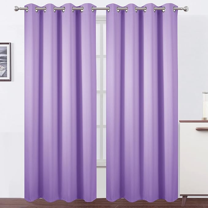 Blackout Curtains 66 x 84 inch/Lavender Curtains Set of 2 Panels/Thermal by Lemomo