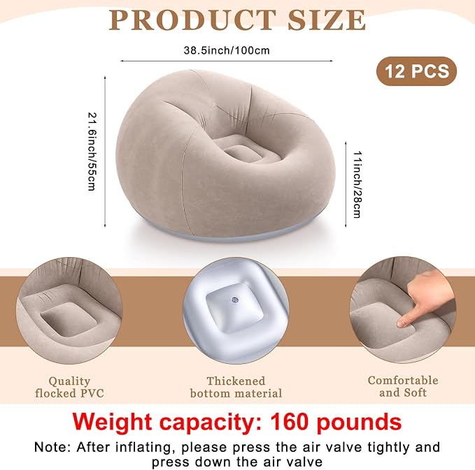 Realspring 6 9 12 Pcs Inflatable Bean Bag Chairs - Image 2