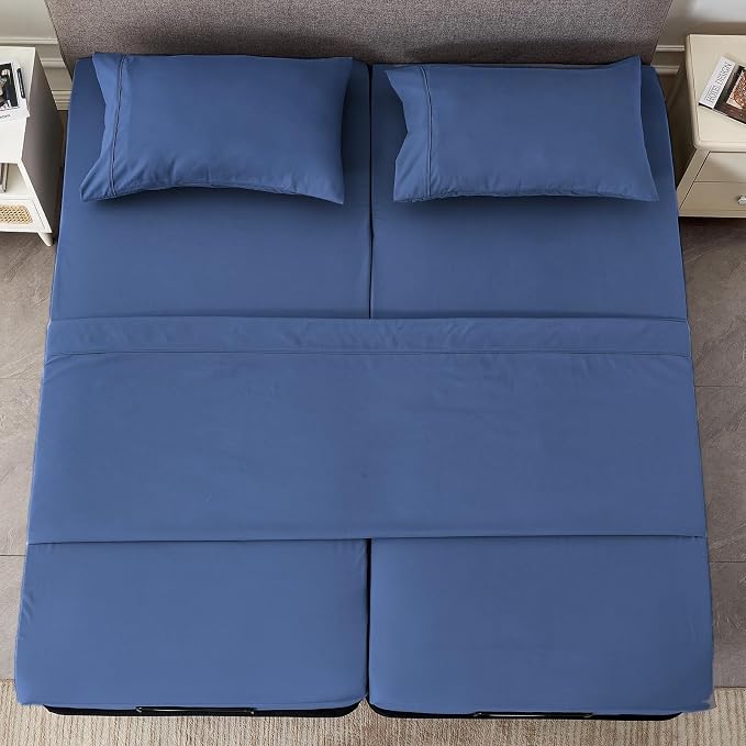 Kingnex Split Queen Sheets for Adjustable Bed Soft 1800 Microfiber 5 Pieces - Image 3