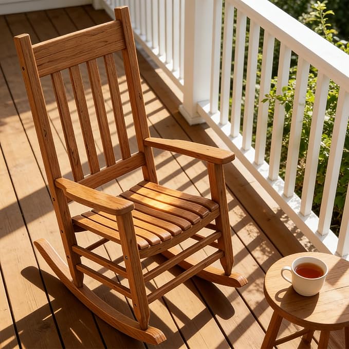 Oversized Outdoor Wooden Rocking Chair - Image 2