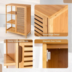 Tangkula Bamboo Bathroom Floor Cabinet, Storage Cabinet - Image 7