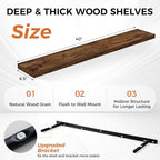 Floating Shelves for Wall, 40 Inch Floating Shelves for Home Decor, Wall - Image 3