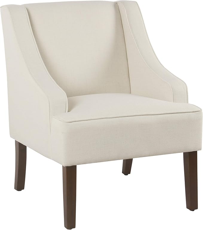 Homepop Upholstered Classic Swoop Arm Accent Chair Home Décor, Warm Ivory by HomePop