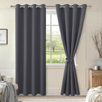 Blackout Curtains for Bedroom, Dark Grey, 52 x 96 Inch, 2 Panels | Thermal by Hiasan