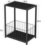 Homleke Side Table with Magazine Holder, Record Player Stand with LP Shelf - Image 3
