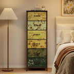Furnulem Tall 6 Drawers Dresser, Vintage Storage Organizer Unit - Image 4