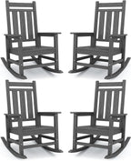 KINGYES Oversized Outdoor Rocking Chair Set of 4, All-Weather Patio Rocking by KINGYES