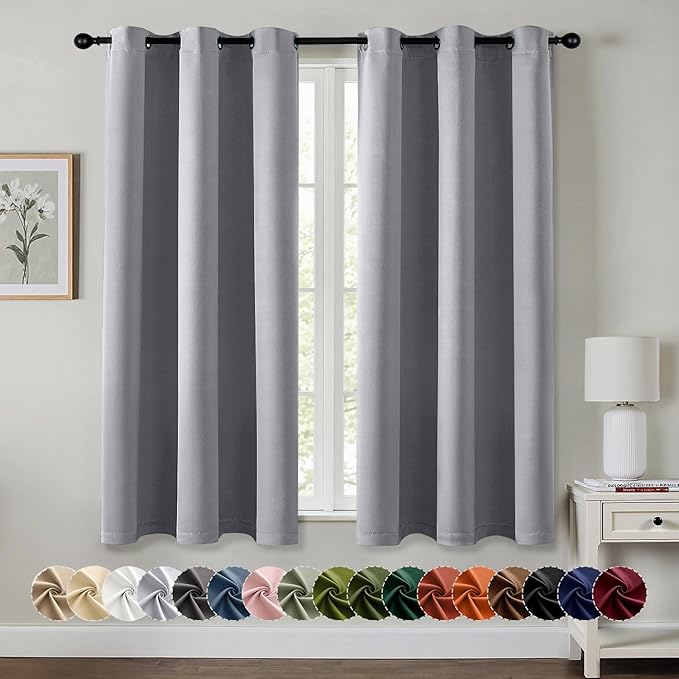 MIULEE Blackout Curtains for Bedroom 2 Panels 40 x 54 Inch Long Light Grey | by MIULEE