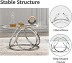 O&K FURNITURE Silver Coffee Table, Modern Glass Coffee Table Living Room Table - Image 6