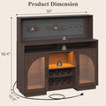 54" Coffee Bar Cabinet with Pegboard, Baskets & Movable Charging Station - Image 2