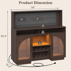 54" Coffee Bar Cabinet with Pegboard, Baskets & Movable Charging Station - Image 2