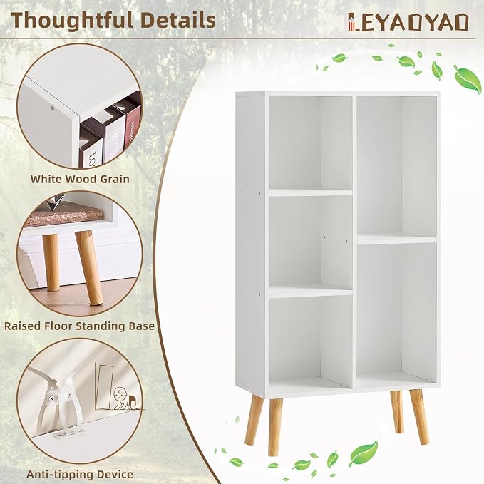 LEYAOYAO 5 Cube Bookshelf 3-Tier Bookcase - Image 4